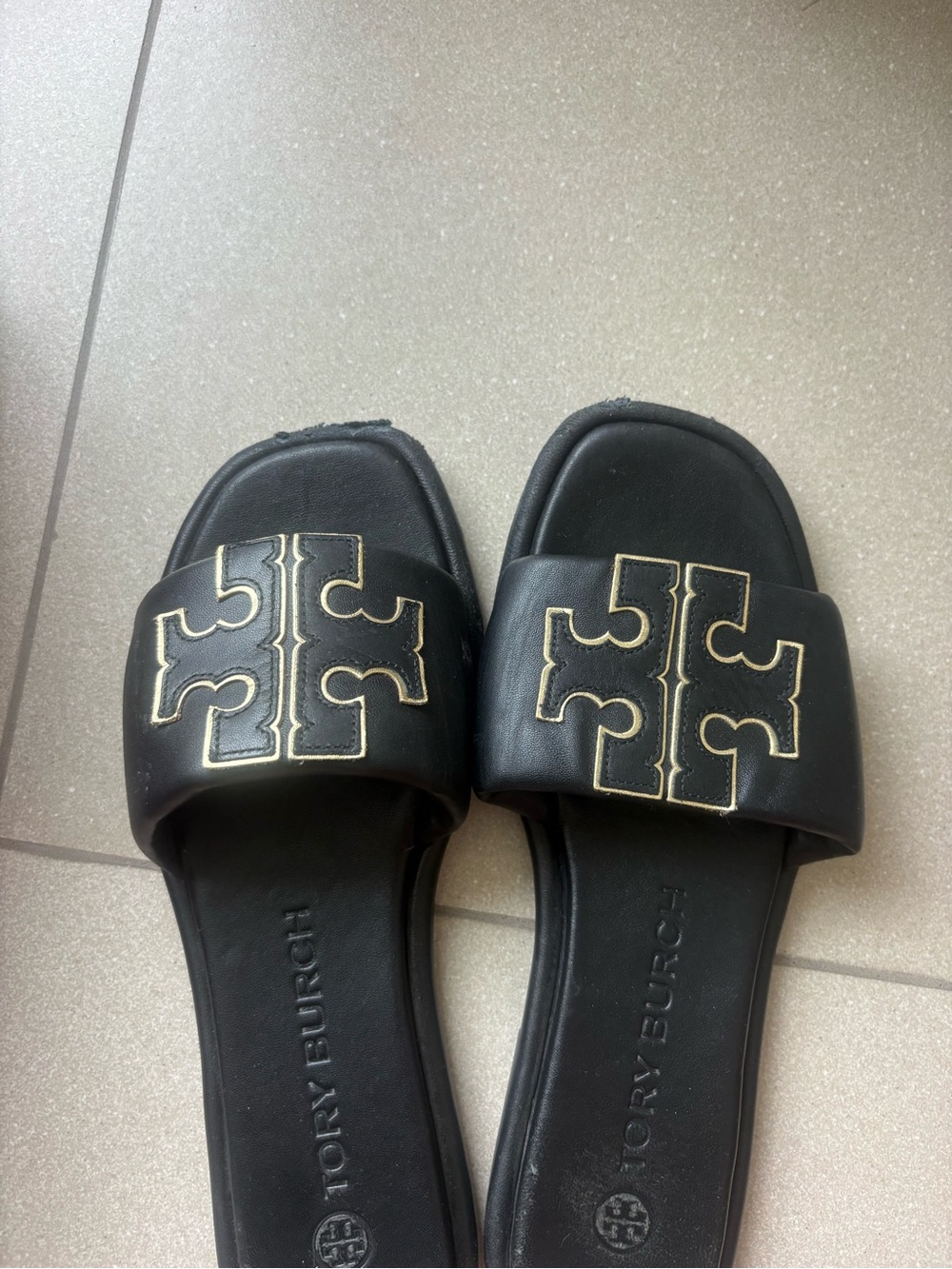 Tory Burch Black Logo Slide Sandals